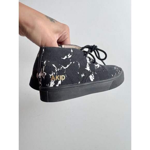 Kids' AKID Black White Marble Canvas Hi-Top Lace-Up Sneakers, Size 8 - Picture 3 of 11